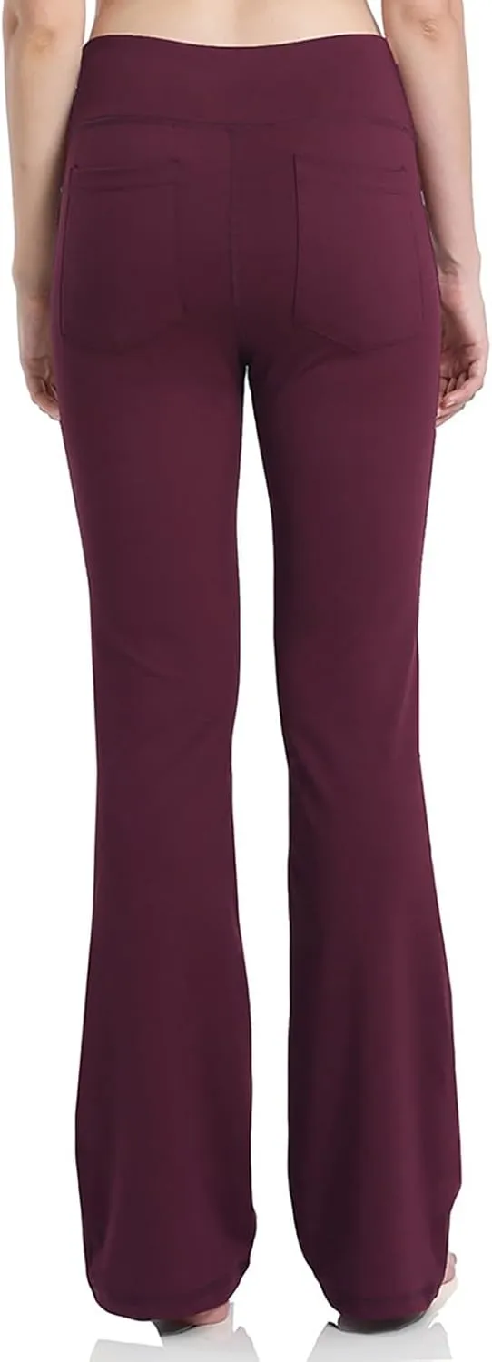 2024 Womens Yoga Pants Stretch High Waist Leggings Regular Solid Flared Pants Casual Soft Active Workout Trousers