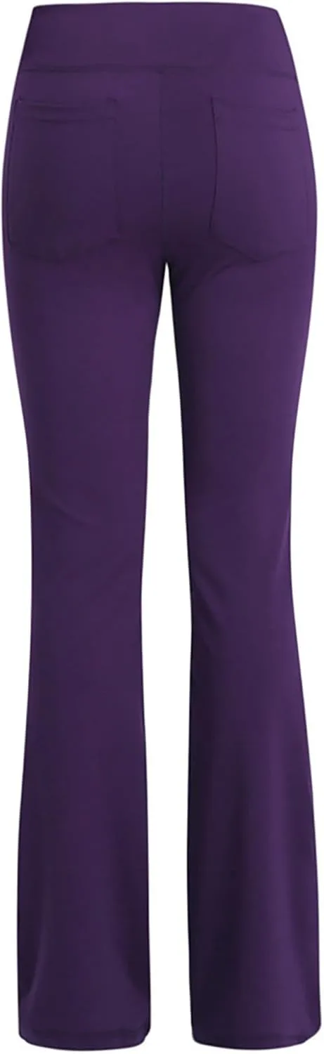 2024 Womens Yoga Pants Stretch High Waist Leggings Regular Solid Flared Pants Casual Soft Active Workout Trousers