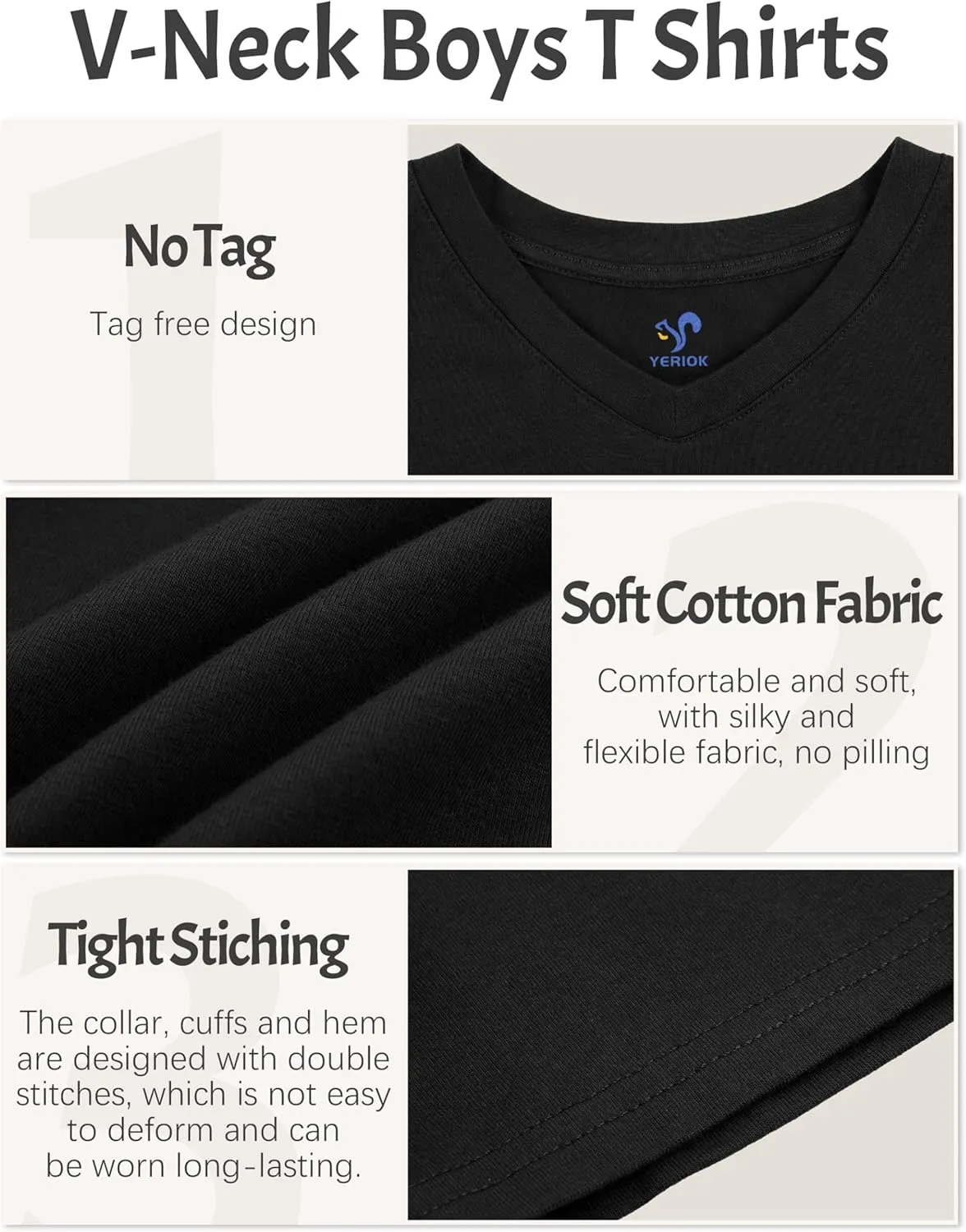 4 Pack Boys Shirts Short Sleeve Tees for Boys Cotton T Shirts V-Neck Tshirts Summer Tops 2-18 Years