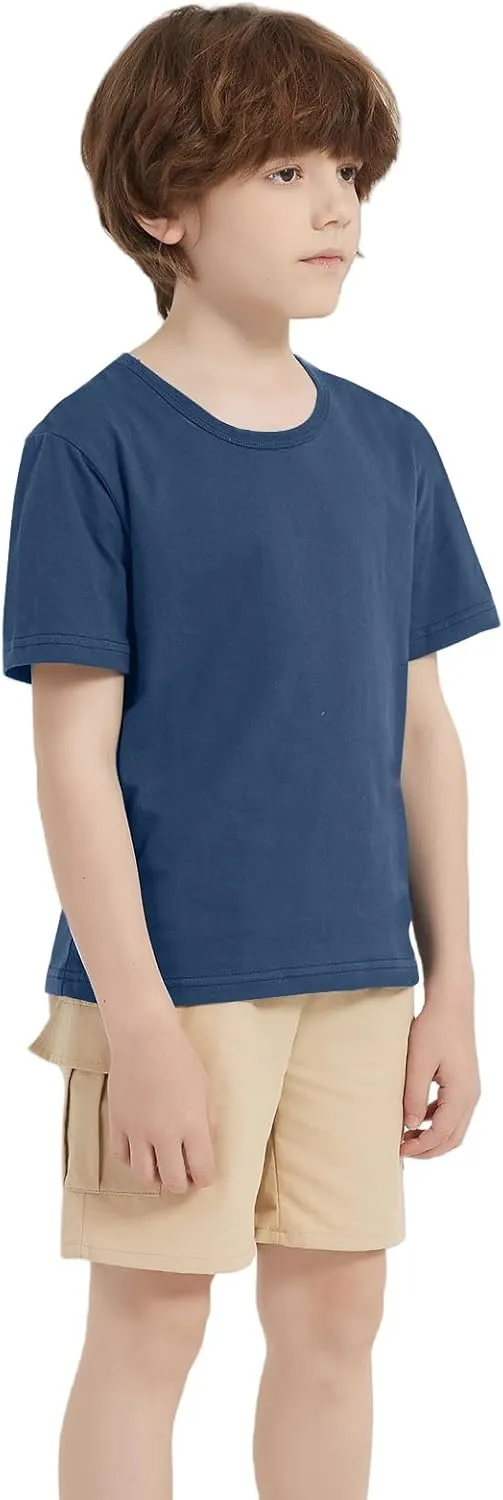 5 Pack Cotton Boys Kids Tshirts Short Sleeve Summer Tops Clothes Tee Shirts for Toddlers(Age 2-12)