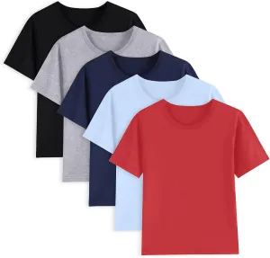 5 Pack Cotton Boys Kids Tshirts Short Sleeve Summer Tops Clothes Tee Shirts for Toddlers(Age 2-12)