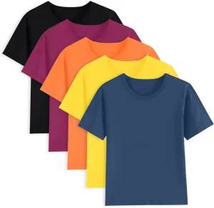 5 Pack Cotton Boys Kids Tshirts Short Sleeve Summer Tops Clothes Tee Shirts for Toddlers(Age 2-12)