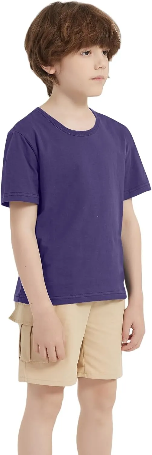 6 Pack Cotton Boys Kids Tshirts Short Sleeve Summer Tops Clothes Tee Shirts for Toddlers(Age 2-12)