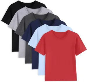 6 Pack Cotton Boys Kids Tshirts Short Sleeve Summer Tops Clothes Tee Shirts for Toddlers(Age 2-12)