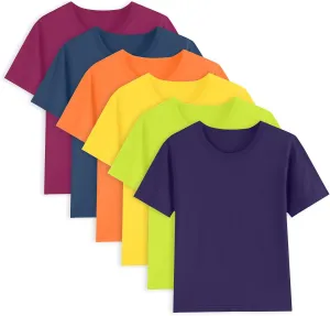 6 Pack Cotton Boys Kids Tshirts Short Sleeve Summer Tops Clothes Tee Shirts for Toddlers(Age 2-12)