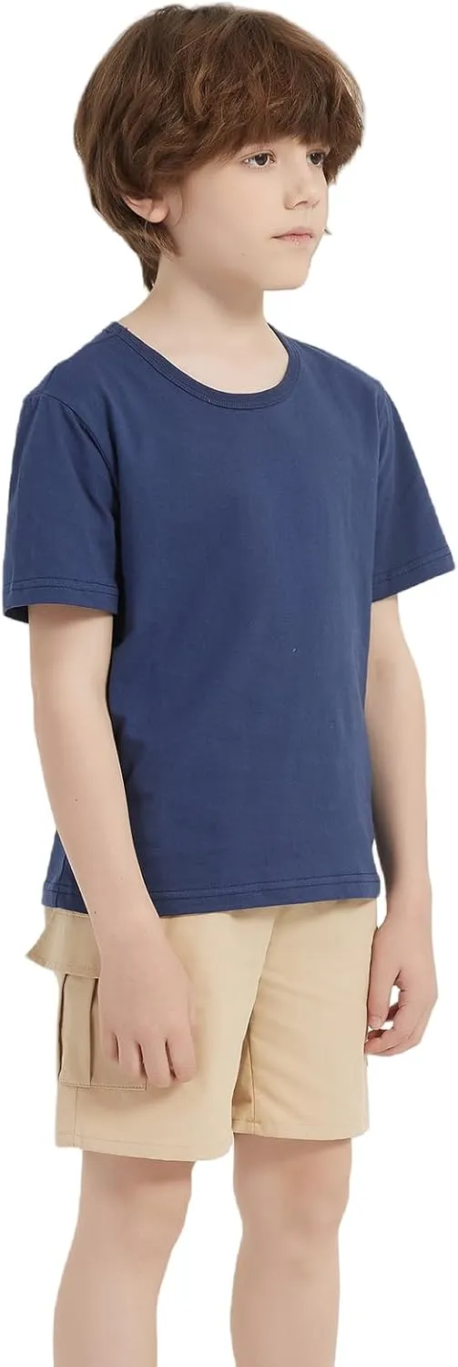 6 Pack Cotton Boys Kids Tshirts Short Sleeve Summer Tops Clothes Tee Shirts for Toddlers(Age 2-12)