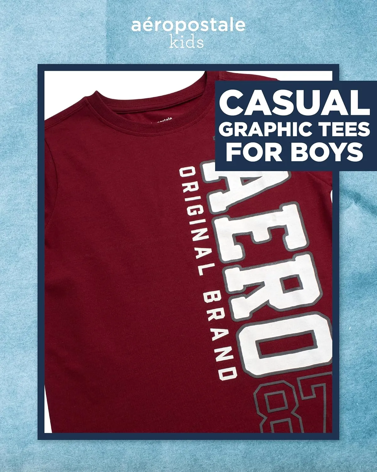 AEROPOSTALE Boys' Graphic T-Shirt - Short Sleeve Kids Crewneck Pullover Tees - Casual Graphic T-Shirts for Boys (Sizes: 8-16)