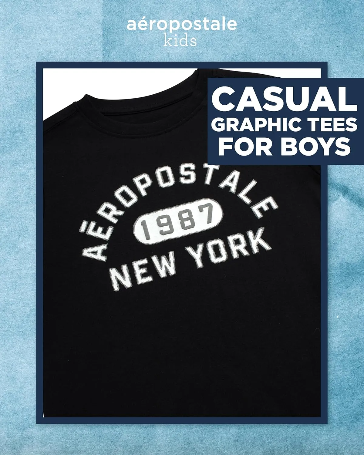 AEROPOSTALE Boys' Graphic T-Shirt - Short Sleeve Kids Crewneck Pullover Tees - Casual Graphic T-Shirts for Boys (Sizes: 8-16)