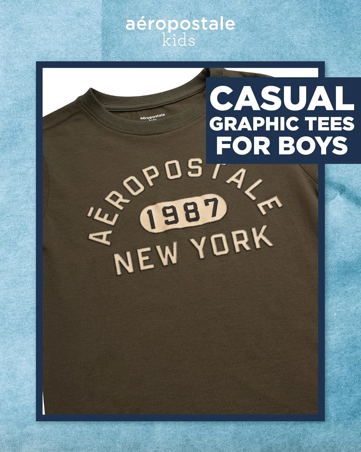 AEROPOSTALE Boys' Graphic T-Shirt - Short Sleeve Kids Crewneck Pullover Tees - Casual Graphic T-Shirts for Boys (Sizes: 8-16)