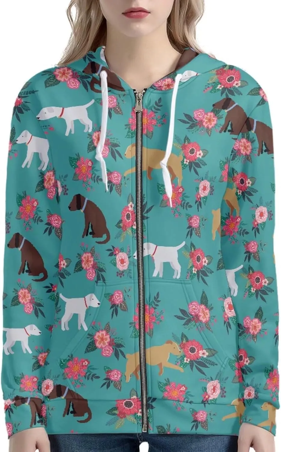 Agoviwo Cute Graphic Zip up Hoodie Women Thin Sweatshirt Tunic Y2k Hoodie Lightweight Workout Hoodie Tunic for Spring