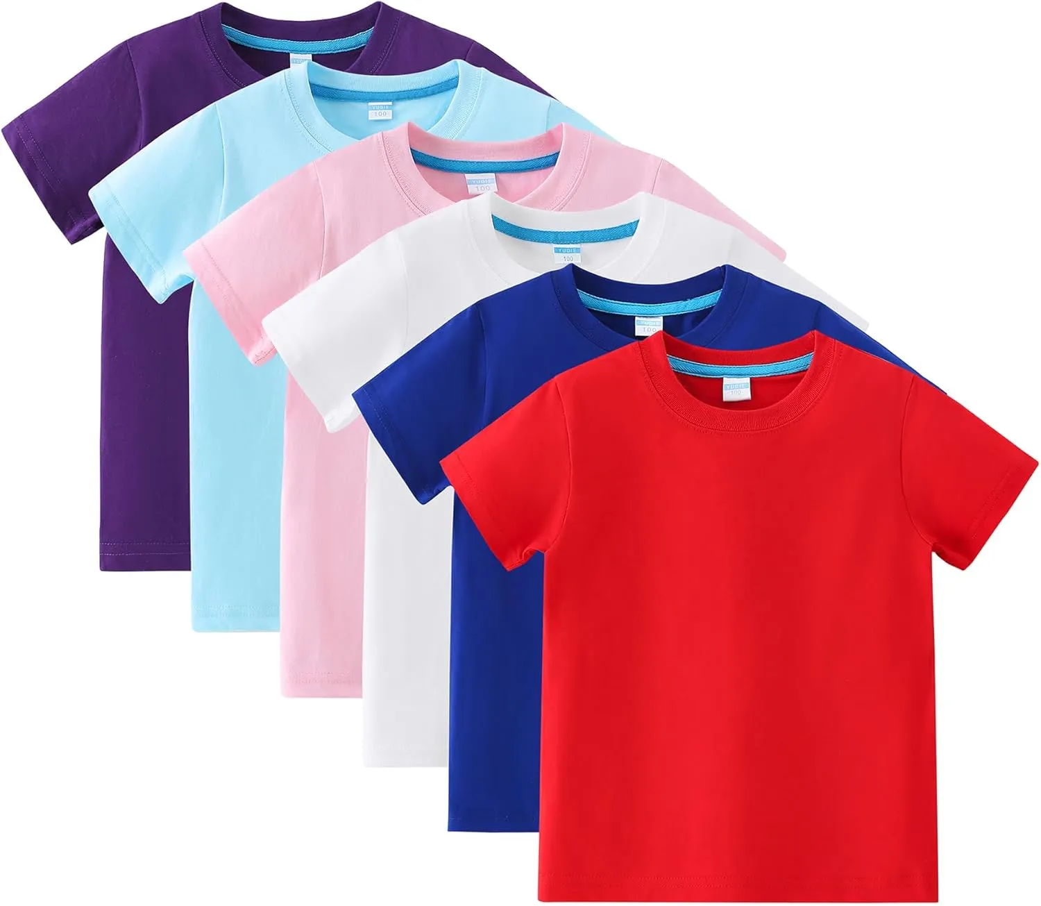 AIWUHE Toddler T Shirts Cotton Summer Tshirts Boys Girls Basic Tee Undershirts Short Sleeve Clothes Crew Neck Shirts 2-7Y
