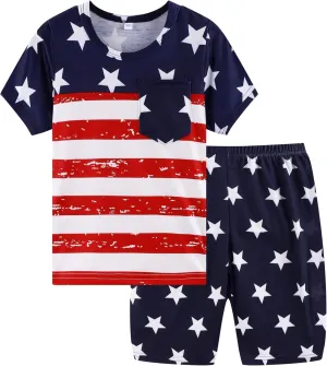 Akyzic Little Boys Pajamas 100% Cotton Pjs for Boys Toddler Monster Truck Sleepwear Short Sets Kids Summer Clothes 3-10T