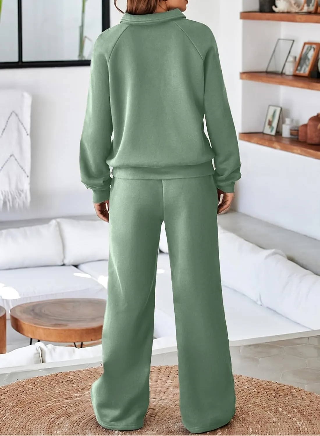 Aleumdr Women's 2 Piece Outfits Sweatsuit Oversized Sweatshirt Wide Leg Sweatpants Matching Lounge Set 2024