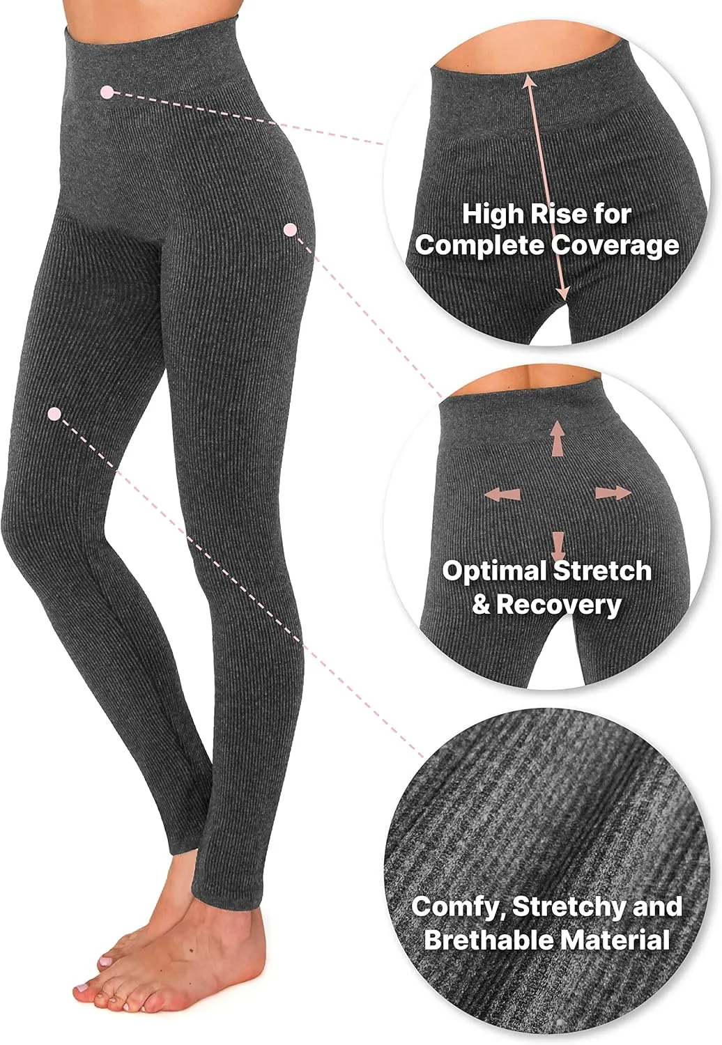 ALWAYS Women's Cotton Yoga Leggings - High Waist Premium Soft Breathable Stretchy Ribbed Leggings