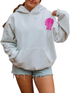 Amiblvowa Preppy Embroidery Graphic Hoodies for Teen Girl Y2K Long Sleeve Oversized Pullover Sweatshirt Top Women Cute Hooded