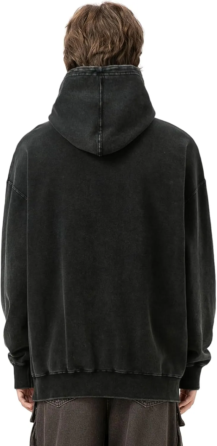 Arnodefrance Men Vintage Washed Graphic Hoodies Printing Graffiti Hoodie Cotton Warm Pullover