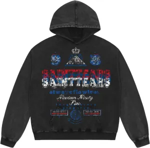 Arnodefrance Men Vintage Washed Graphic Hoodies Printing Graffiti Hoodie Cotton Warm Pullover