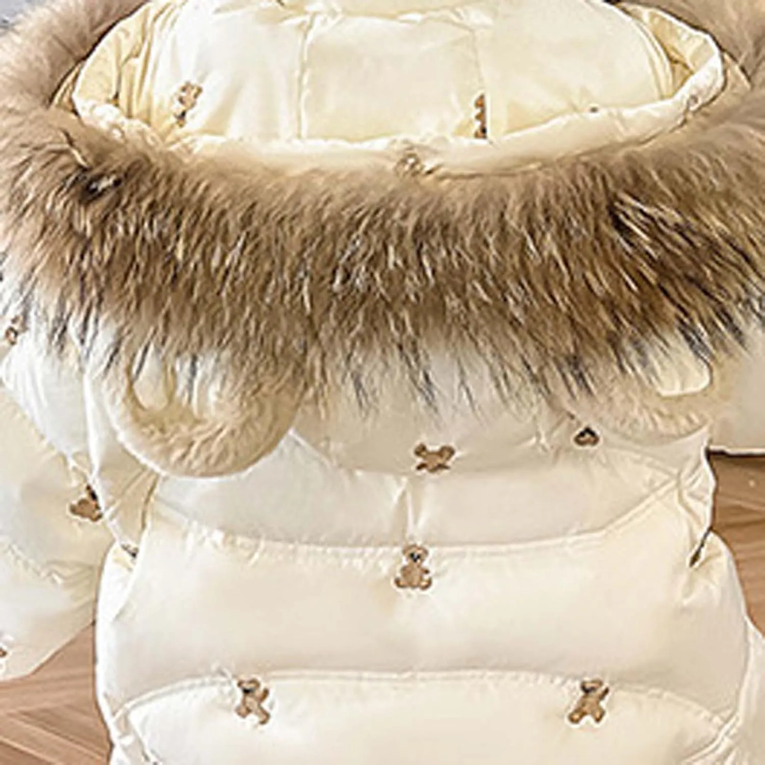 Baby Toddler Girls Winter Jackets Lightweight Warm Puffer Down Jacket Faux Fur Hooded Outerwear with Pockets