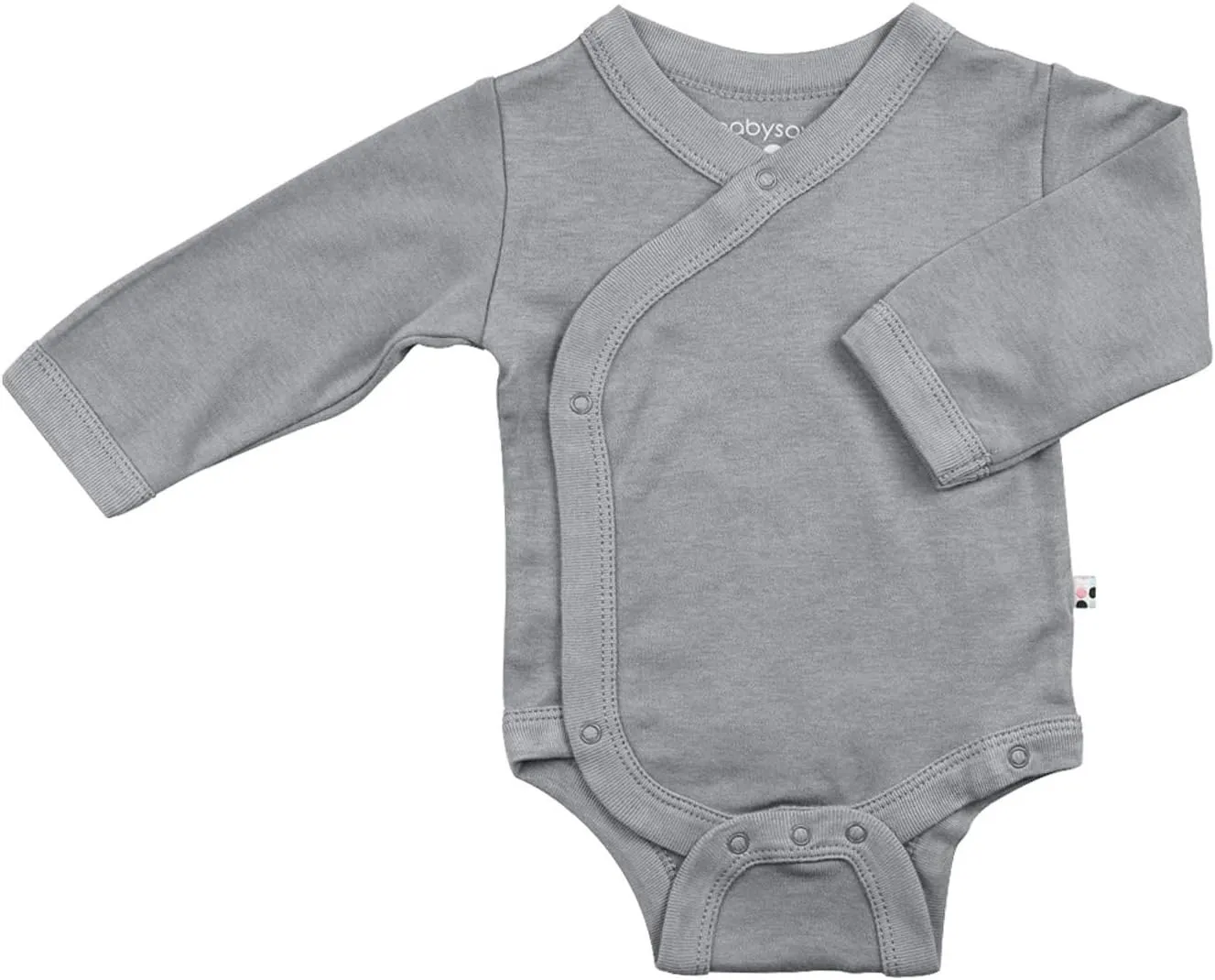 Babysoy Long Sleeve Kimono for Newborn, Infant, Unisex Baby - Cotton & Azlon - Side-Snap Baby Onesies, Long Sleeve Onesies