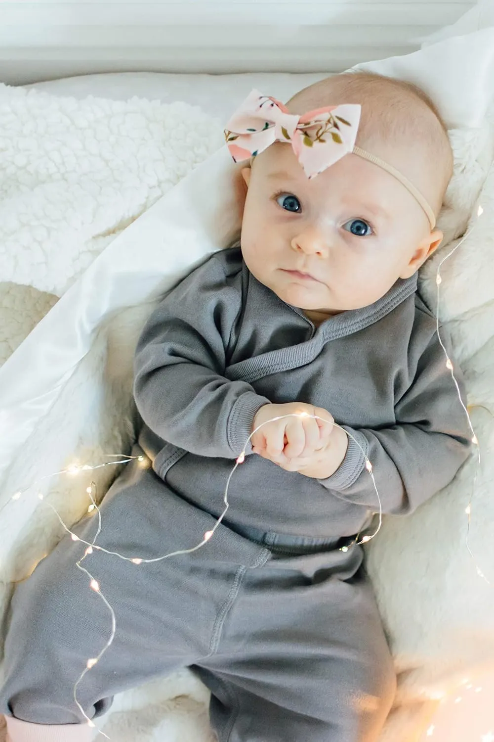 Babysoy Long Sleeve Kimono for Newborn, Infant, Unisex Baby - Cotton & Azlon - Side-Snap Baby Onesies, Long Sleeve Onesies