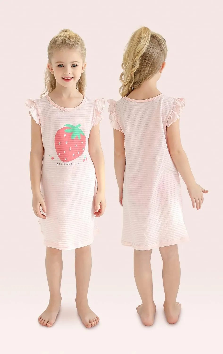 BANGSAUR Girls' Dresses, Cotton Summer Night Sleep Dress, 3-12 Years