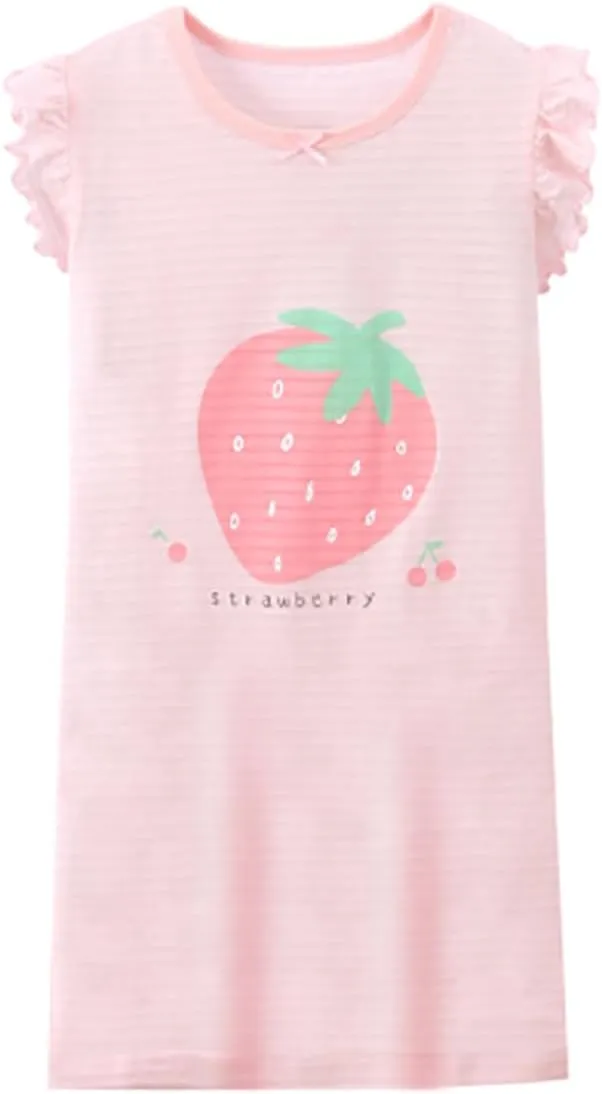 BANGSAUR Girls' Dresses, Cotton Summer Night Sleep Dress, 3-12 Years
