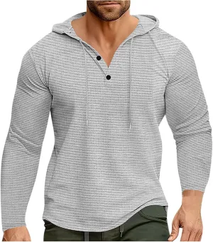 Bidobibo Thick Hoodies for Men V Neck Drawstring Pullover Hoodie Mens Fall Clothes Fashion 2024 Solid Long Sleeve Sweatshirt