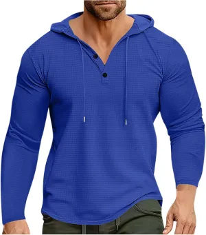Bidobibo Thick Hoodies for Men V Neck Drawstring Pullover Hoodie Mens Fall Clothes Fashion 2024 Solid Long Sleeve Sweatshirt
