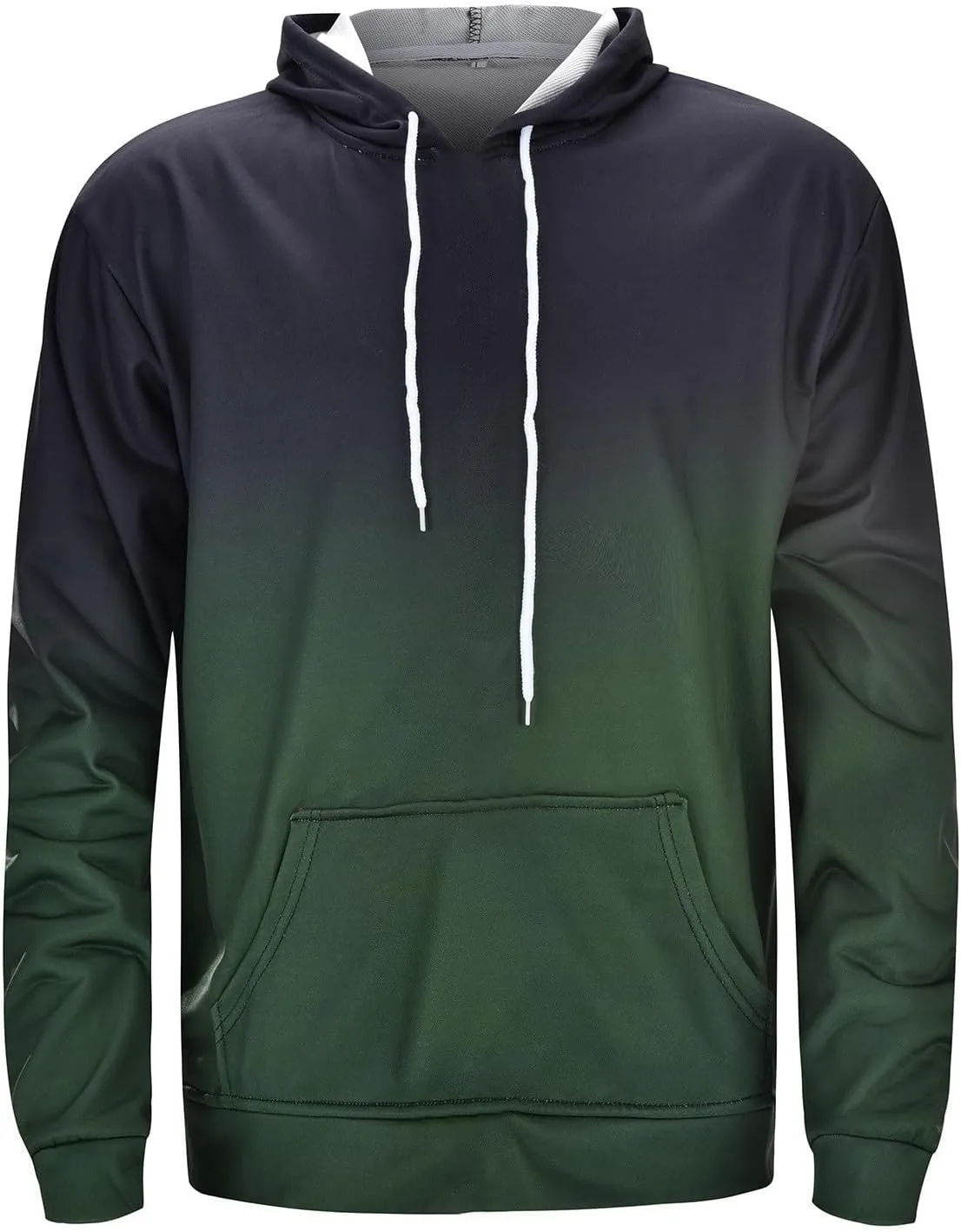 Black Hoodie Men Block Tie-Dye Drawstring Long Sleeve Hooded Pocket Sweatershirt Top Poloo Hoodie Hoodie For Men