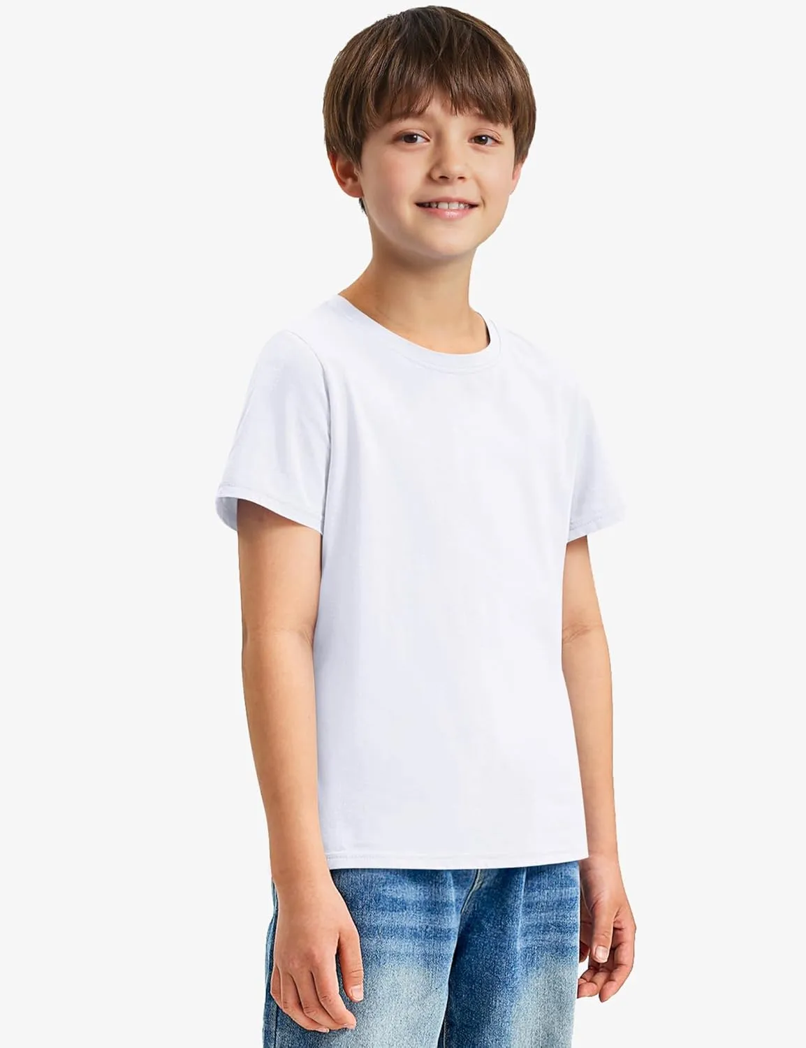 BOOPH Boys Shirts Short Sleeve T-Shirts Kids Basic Crew Neck Tops Casual Cotton Tees Clothes