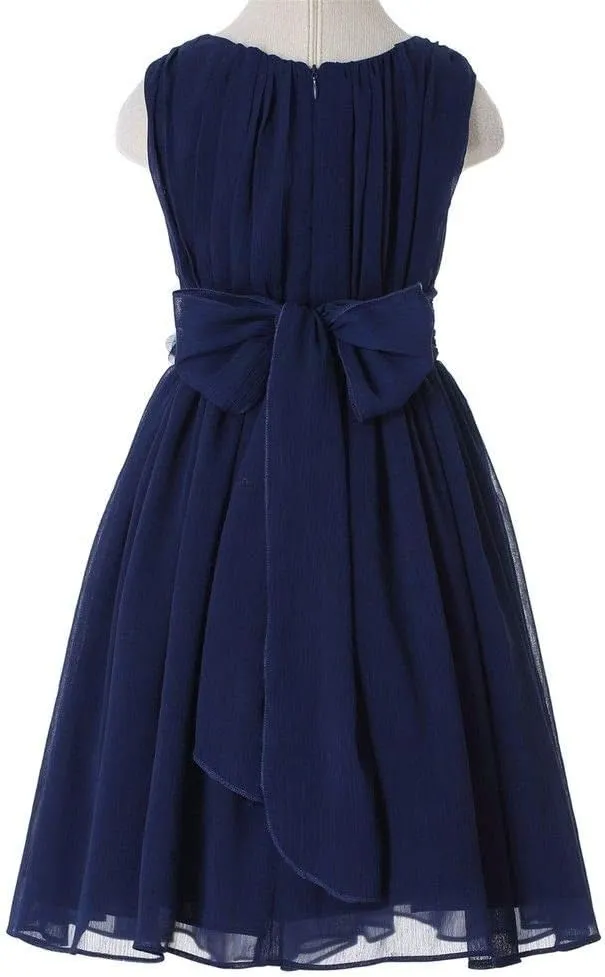 Bow Dream Junior Bridesmaids Little Girls Elegant Ruffle Chiffon Summer Flowers Girls Dresses