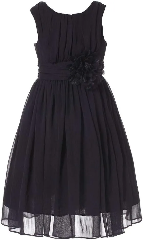 Bow Dream Junior Bridesmaids Little Girls Elegant Ruffle Chiffon Summer Flowers Girls Dresses