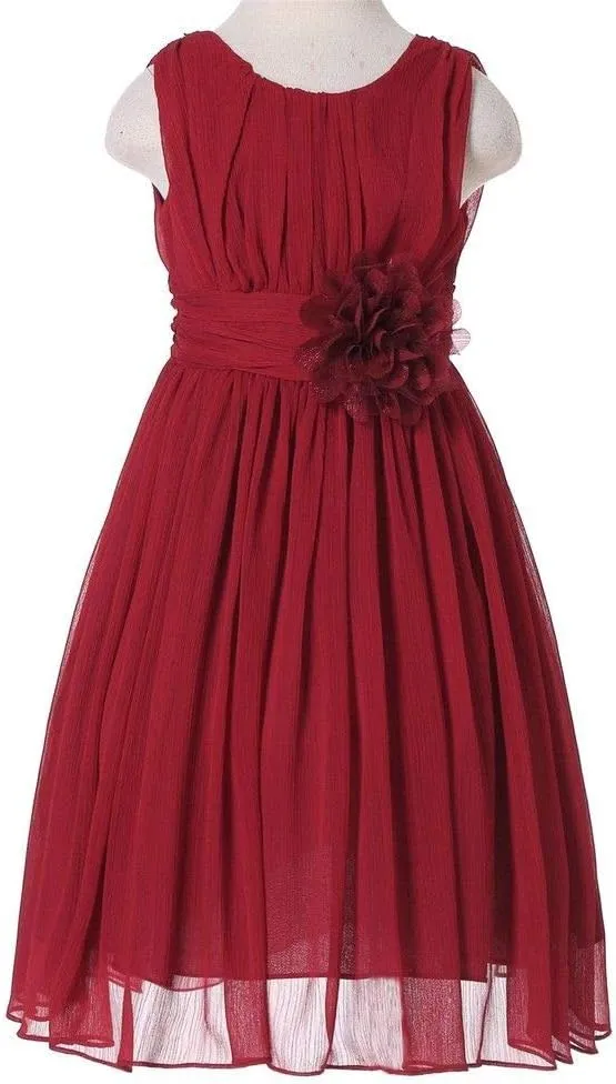 Bow Dream Junior Bridesmaids Little Girls Elegant Ruffle Chiffon Summer Flowers Girls Dresses