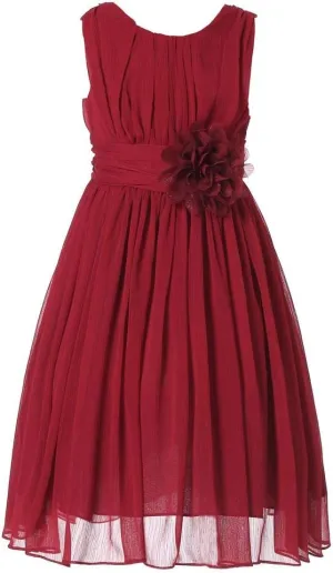 Bow Dream Junior Bridesmaids Little Girls Elegant Ruffle Chiffon Summer Flowers Girls Dresses