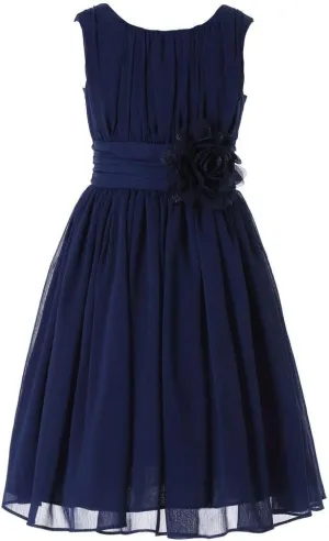 Bow Dream Junior Bridesmaids Little Girls Elegant Ruffle Chiffon Summer Flowers Girls Dresses