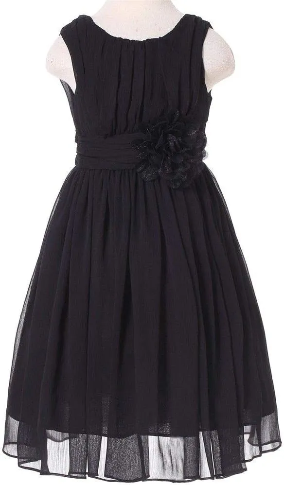 Bow Dream Junior Bridesmaids Little Girls Elegant Ruffle Chiffon Summer Flowers Girls Dresses