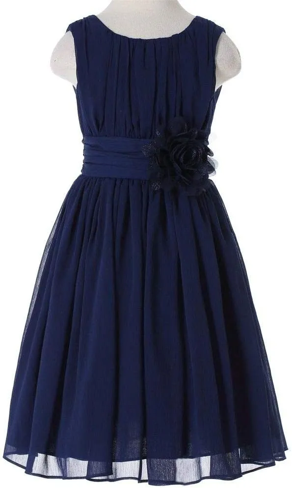 Bow Dream Junior Bridesmaids Little Girls Elegant Ruffle Chiffon Summer Flowers Girls Dresses