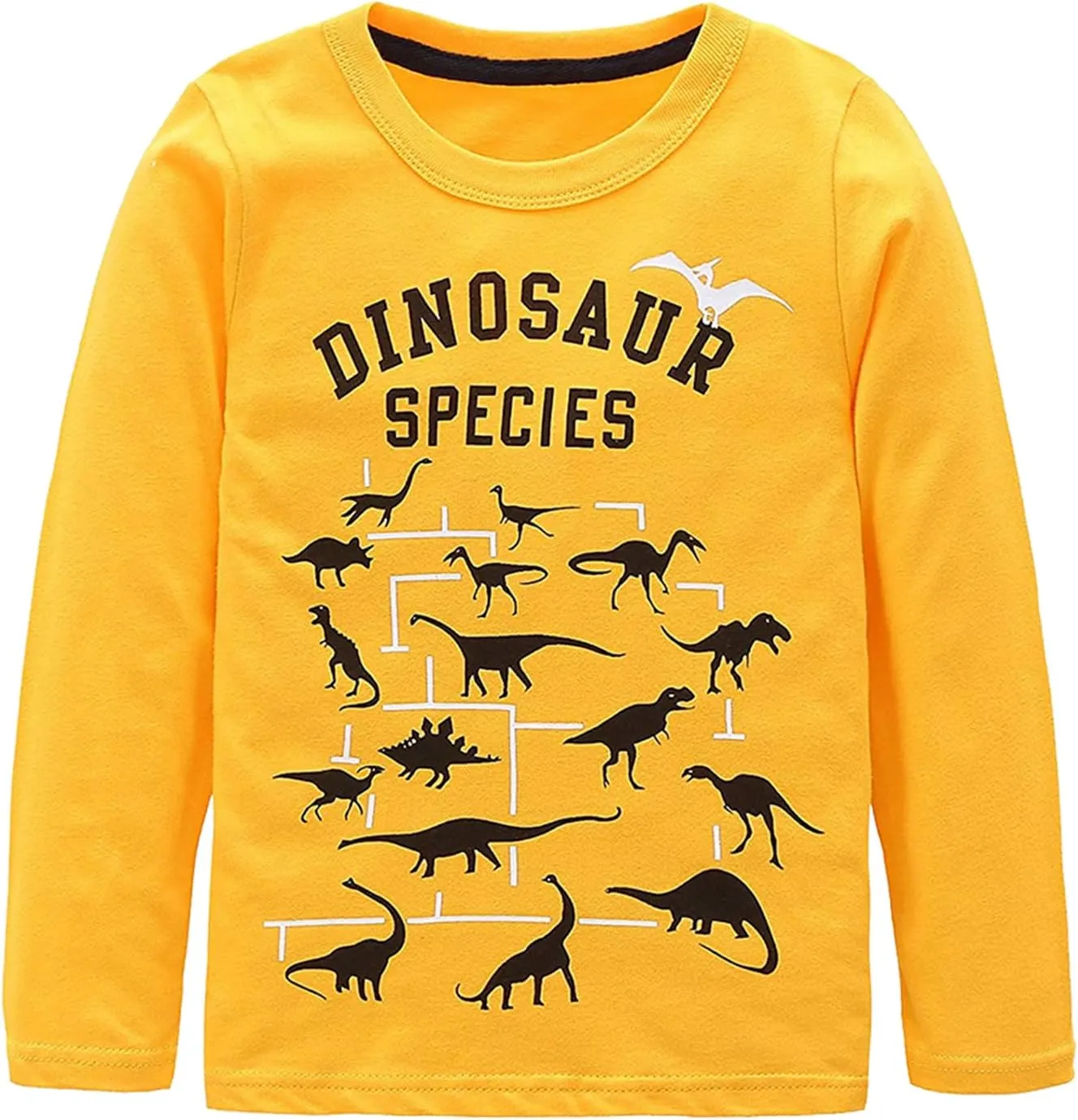 Boys Long Sleeve T-Shirts Casual Cotton Shirts Graphic Active Crewneck Tee Shirts for Toddler Kids Boys 3 Pack