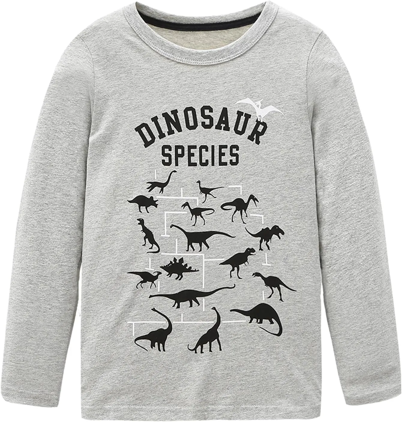 Boys Long Sleeve T-Shirts Casual Cotton Shirts Graphic Active Crewneck Tee Shirts for Toddler Kids Boys 3 Pack