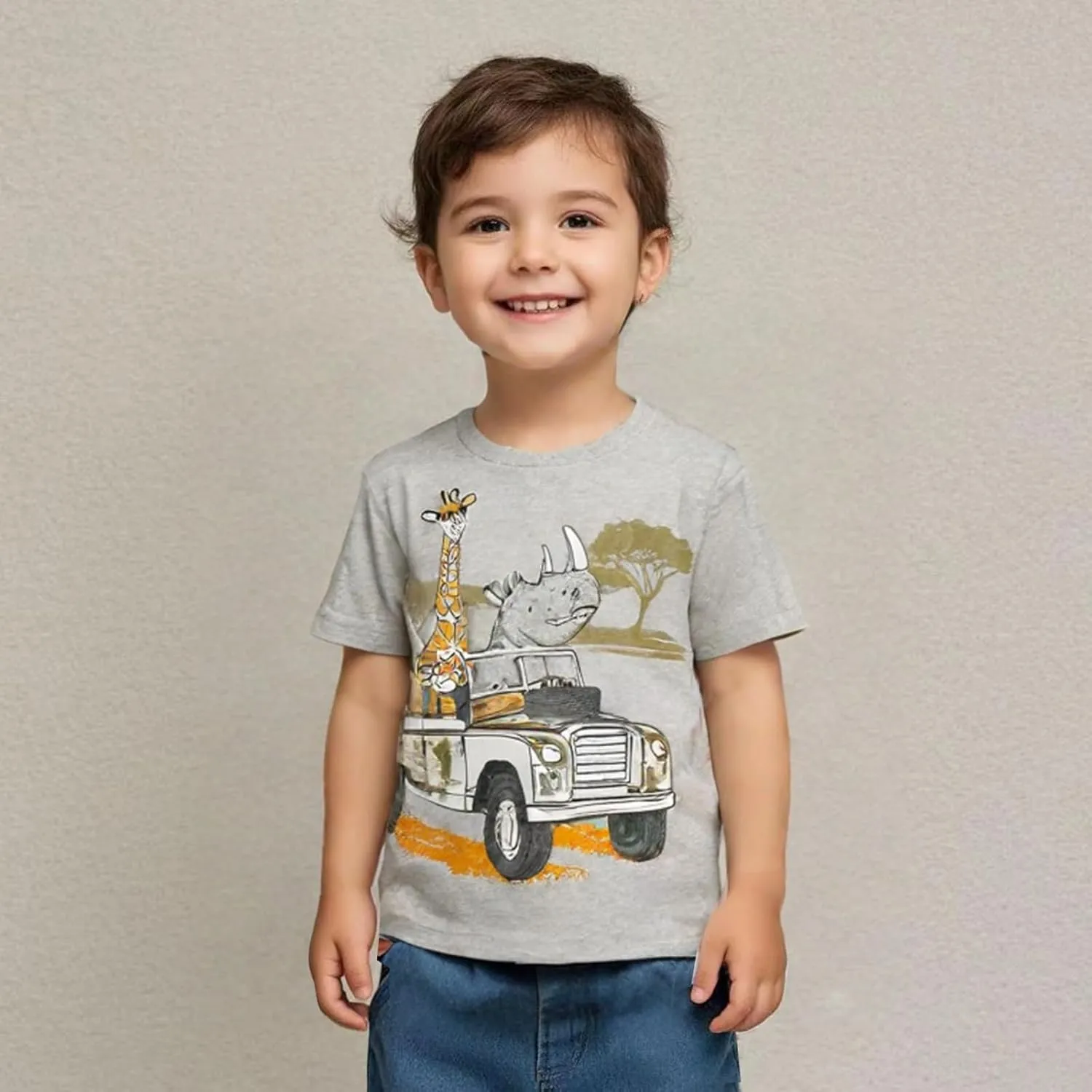 Boys T-Shirts Kids American Independence Day Shirts Toddler Boy Animal Striped Monster Truck 4th of July Top Tees
