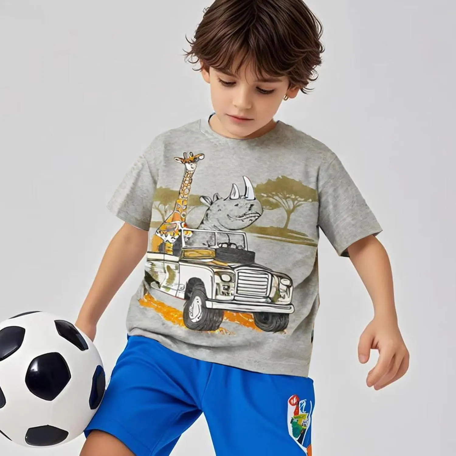 Boys T-Shirts Kids American Independence Day Shirts Toddler Boy Animal Striped Monster Truck 4th of July Top Tees