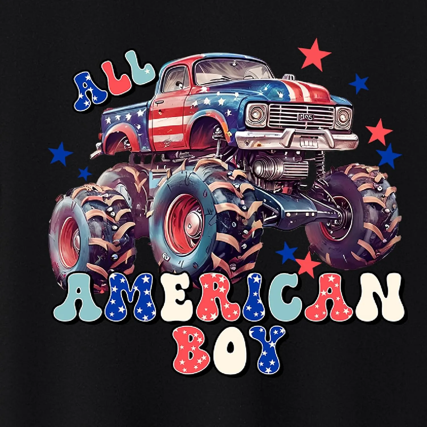 Boys T-Shirts Kids American Independence Day Shirts Toddler Boy Animal Striped Monster Truck 4th of July Top Tees