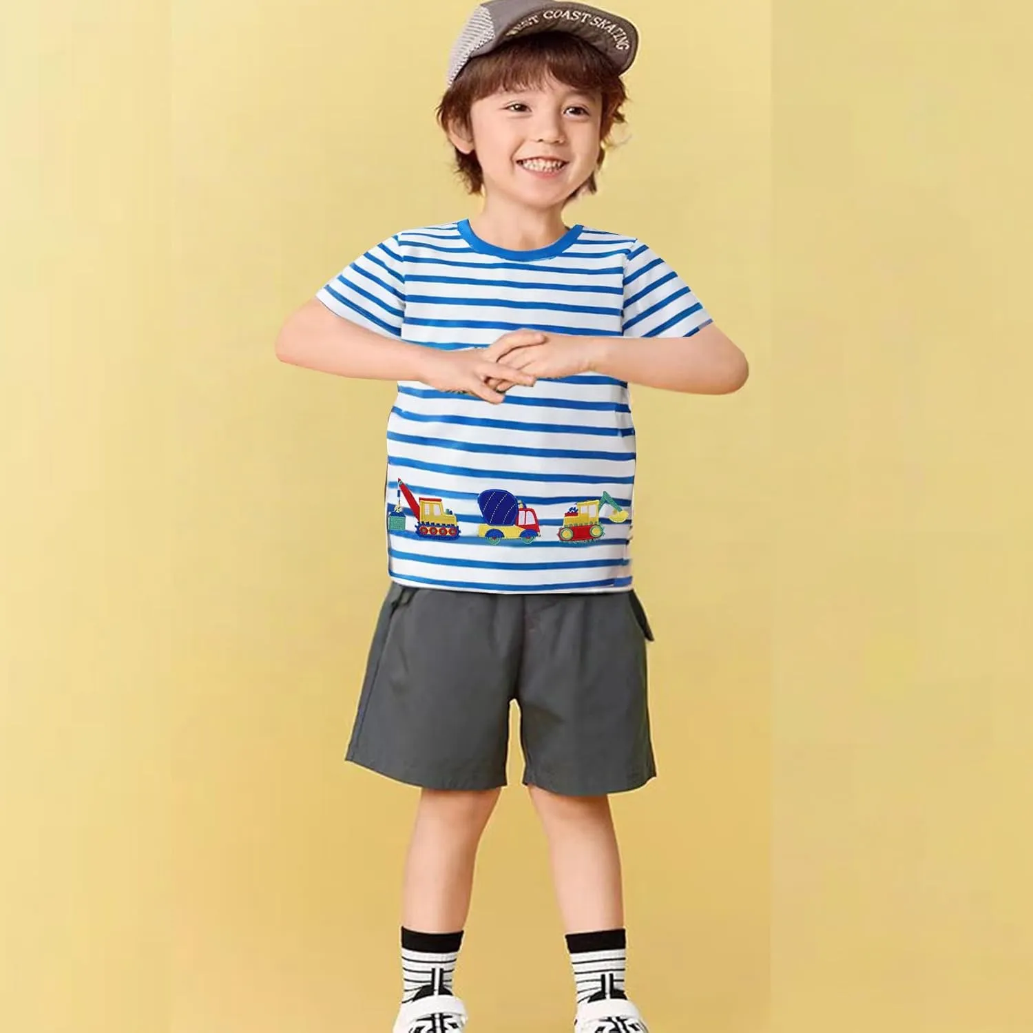 Boys T-Shirts Kids American Independence Day Shirts Toddler Boy Animal Striped Monster Truck 4th of July Top Tees