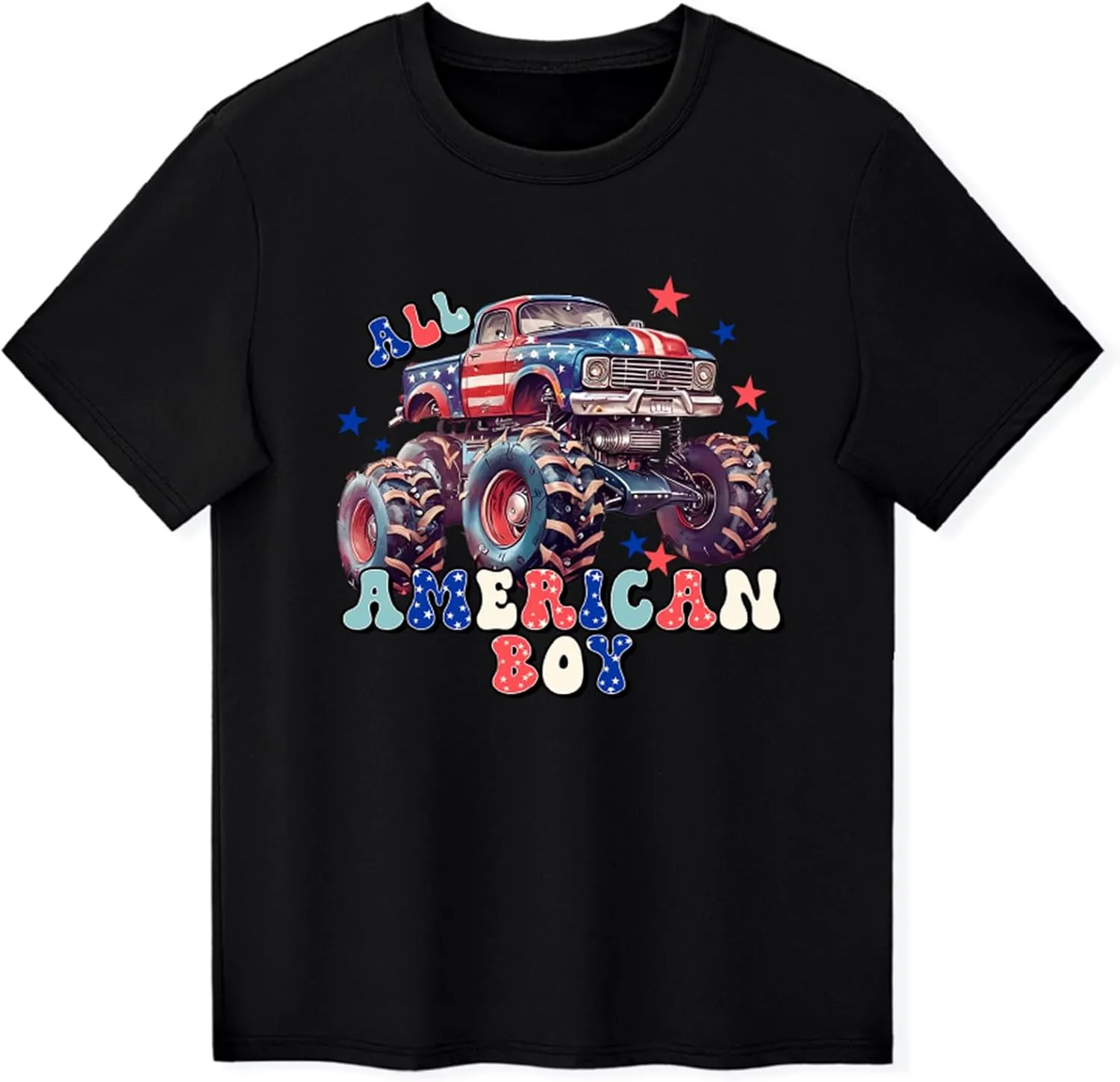 Boys T-Shirts Kids American Independence Day Shirts Toddler Boy Animal Striped Monster Truck 4th of July Top Tees