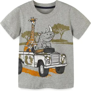 Boys T-Shirts Kids American Independence Day Shirts Toddler Boy Animal Striped Monster Truck 4th of July Top Tees