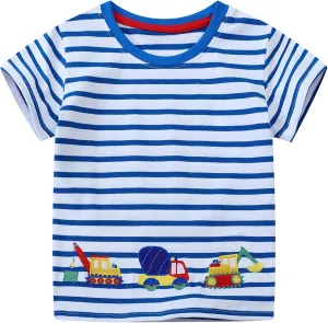 Boys T-Shirts Kids American Independence Day Shirts Toddler Boy Animal Striped Monster Truck 4th of July Top Tees