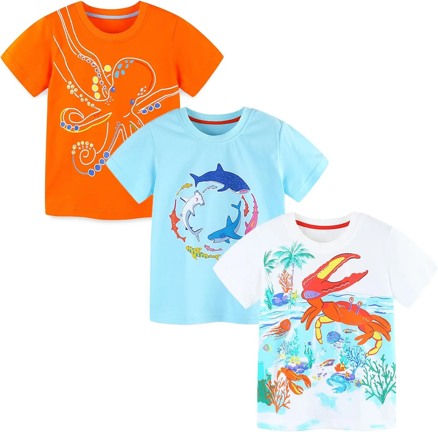 Bumeex Toddler Boy's 3pk Short Sleeve Tshirt