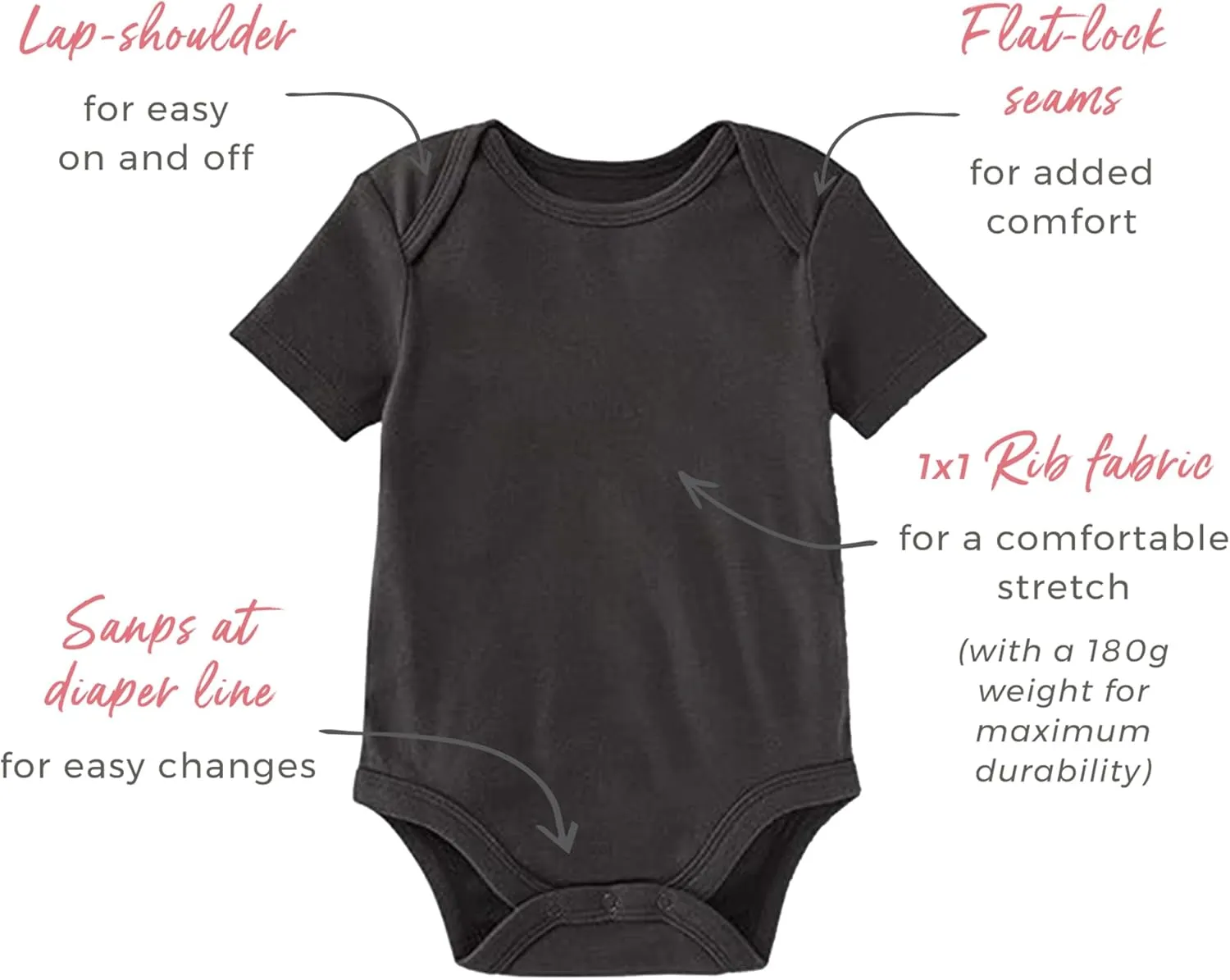 Burt's Bees Baby Unisex Baby 3-Pack Short Sleeve Bodysuits, 100% Organic Cotton