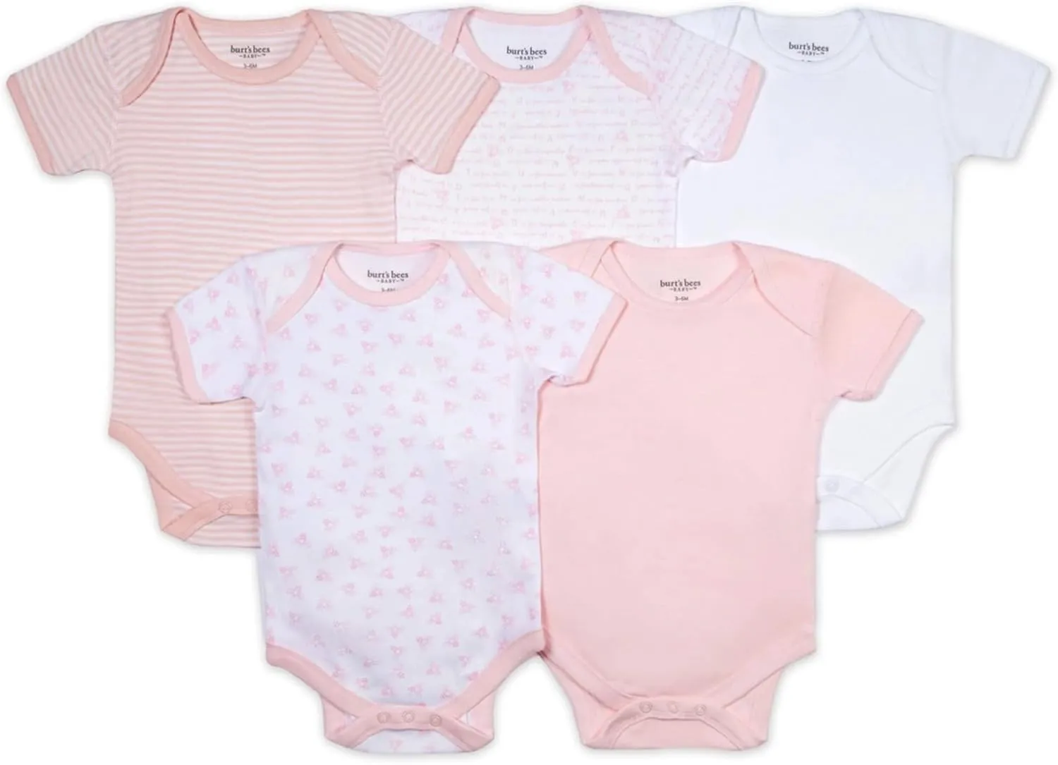 Burt's Bees Baby Unisex Baby Bodysuits, 5-pack Short & Long Sleeve One-pieces, 100% Organic Cotton Bodysuit