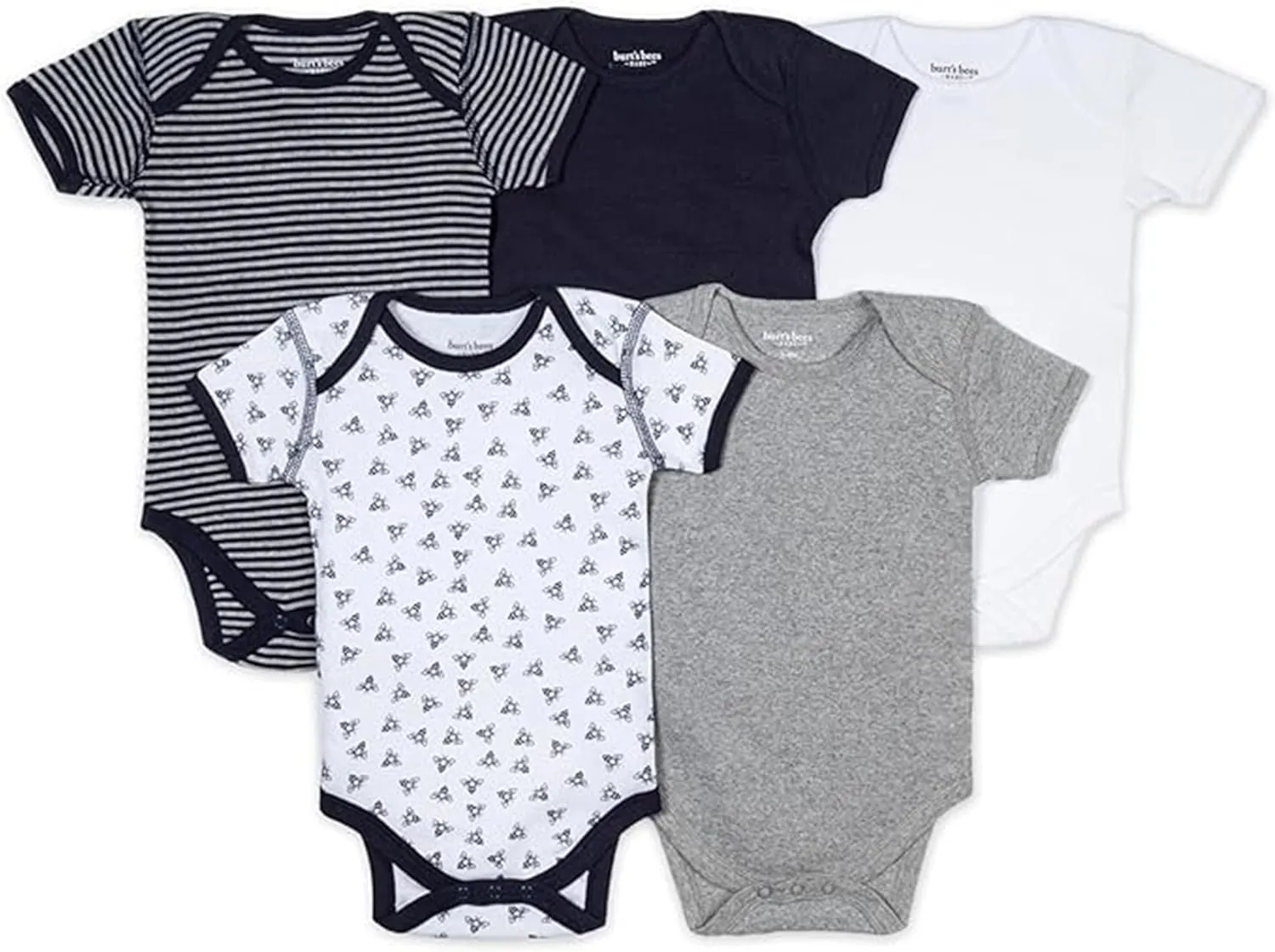 Burt's Bees Baby Unisex Baby Bodysuits, 5-pack Short & Long Sleeve One-pieces, 100% Organic Cotton Bodysuit